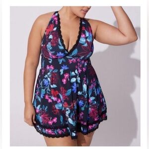 TORRID Wireless Mid Lace Trimmed Swim Dress With Brief 1X